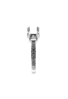 One Row With Scalloped Sides Micro Prong Set 0.35ct Diamond Semi Mount Engagement Ring 18kt White Gold