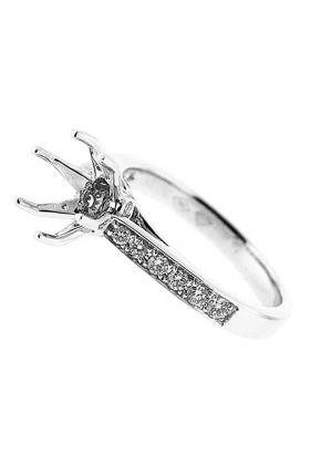 Single Row Preset 0.37ct Diamond Engagement Ring Semi Mount 18kt White Gold