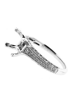 Graduating Milligrain Scalloped Sided Engagement Ring Semi Mount