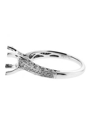 Graduating Milligrain Scalloped Sided Engagement Ring Semi Mount
