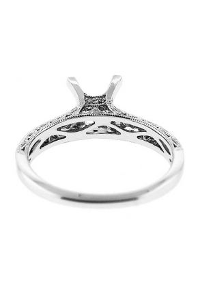 Graduating Milligrain Scalloped Sided Engagement Ring Semi Mount