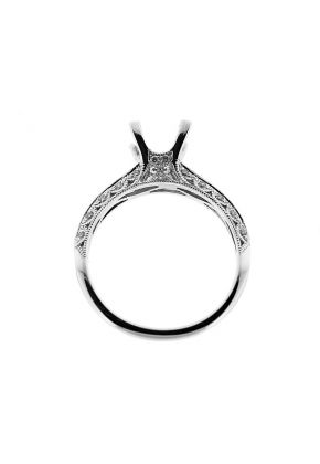 Graduating Milligrain Scalloped Sided Engagement Ring Semi Mount