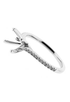 Very Thin Single Row Engagement Ring Semi Mount