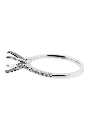Very Thin Single Row Engagement Ring Semi Mount