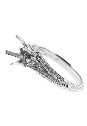 Crown Graduating Knife Edge Diamond Cut Semi Mount Engagement Ring