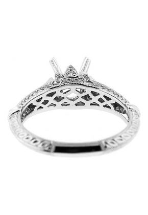 Crown Graduating Knife Edge Diamond Cut Semi Mount Engagement Ring