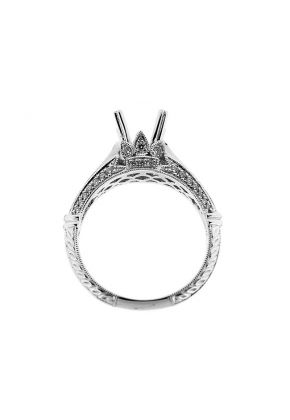 Crown Graduating Knife Edge Diamond Cut Semi Mount Engagement Ring