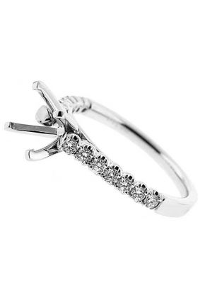 Single row Thin Semi Mount Diamond Engagement Ring