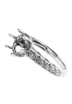 Side Halo Single Row Scallop Milligrain Sides Semi Mount Diamond Engagement Ring