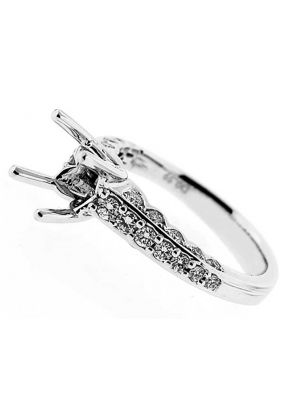 3 Sided Scalloped Sides Diamond Engagement Ring Semi Mount