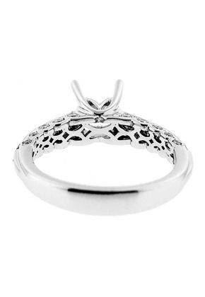 3 Sided Scalloped Sides Diamond Engagement Ring Semi Mount