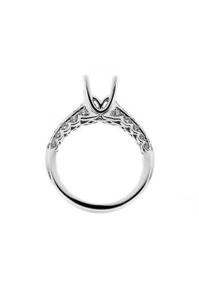 3 Sided Scalloped Sides Diamond Engagement Ring Semi Mount