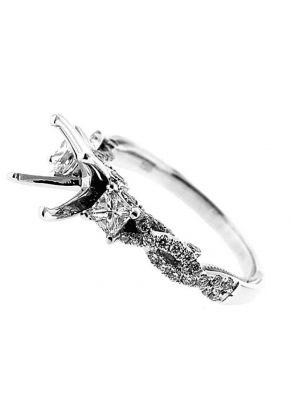 Twisted Shank Filigree Sides Diamond Engagement Ring Semi Mount