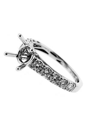 U Prongs With Hidden Diamonds Single Row Engagement Ring Semi Mount