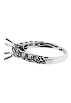 U Prongs With Hidden Diamonds Single Row Engagement Ring Semi Mount