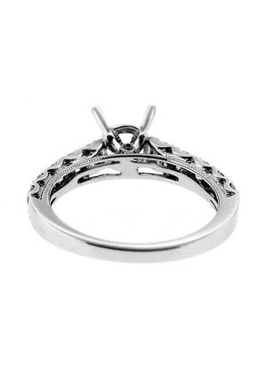 U Prongs With Hidden Diamonds Single Row Engagement Ring Semi Mount