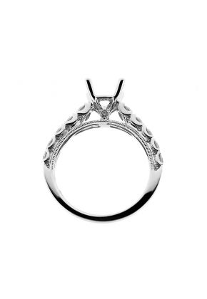 U Prongs With Hidden Diamonds Single Row Engagement Ring Semi Mount