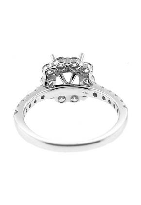 Cushion Halo Single Row Shank Diamond Engagement Ring Semi Mount