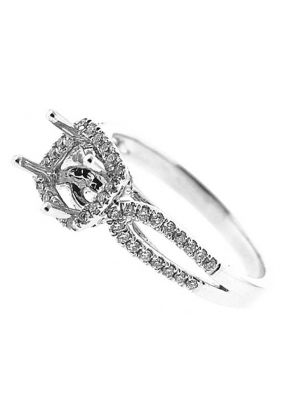 Square Halo with Split Shank Diamond Engagement Ring Semi Mount