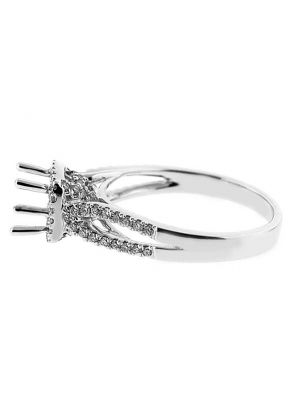 Square Halo with Split Shank Diamond Engagement Ring Semi Mount