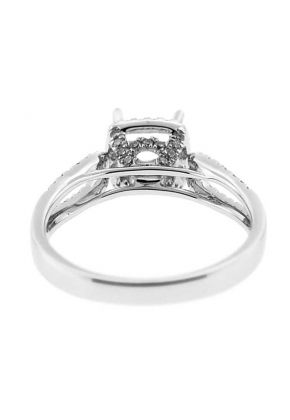 Square Halo with Split Shank Diamond Engagement Ring Semi Mount