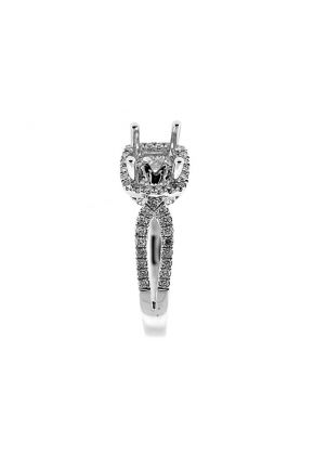 Square Halo with Split Shank Diamond Engagement Ring Semi Mount