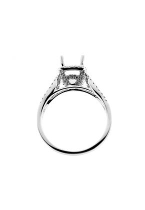 Square Halo with Split Shank Diamond Engagement Ring Semi Mount