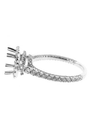 Square Halo Tiered Bottom Single Row Diamond Engagement Ring Semi Mount