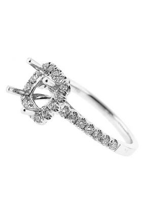 Square Halo Single Row Shank Diamond Engagement Ring Semi Mount