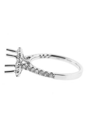 Square Halo Single Row Shank Diamond Engagement Ring Semi Mount