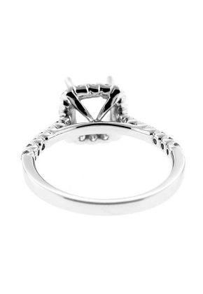 Square Halo Single Row Shank Diamond Engagement Ring Semi Mount