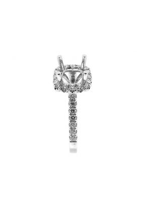 Square Halo Single Row Shank Diamond Engagement Ring Semi Mount