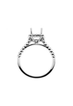 Square Halo Single Row Shank Diamond Engagement Ring Semi Mount