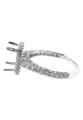 Rectangle Halo Pave Set Shank Diamond Engagement Ring Semi Mount