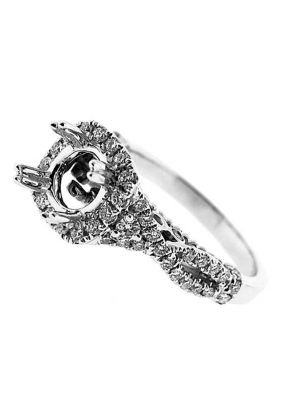 Square High Halo Twisted Shank Diamond Engagement Ring Semi Mount