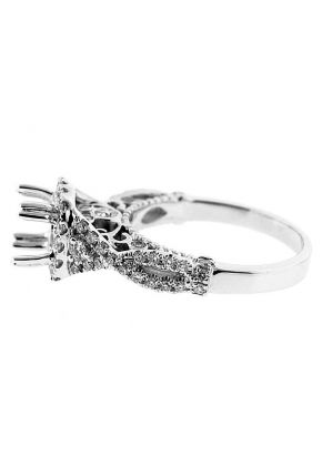 Square High Halo Twisted Shank Diamond Engagement Ring Semi Mount