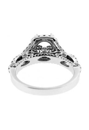 Square High Halo Twisted Shank Diamond Engagement Ring Semi Mount