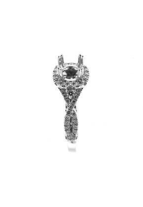 Square High Halo Twisted Shank Diamond Engagement Ring Semi Mount