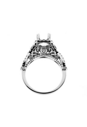 Square High Halo Twisted Shank Diamond Engagement Ring Semi Mount