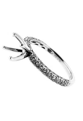 Very Thin One Row Scalloped Sides Diamond Engagement Ring Semi Mount