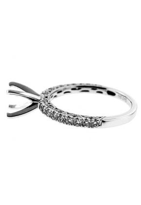 Very Thin One Row Scalloped Sides Diamond Engagement Ring Semi Mount