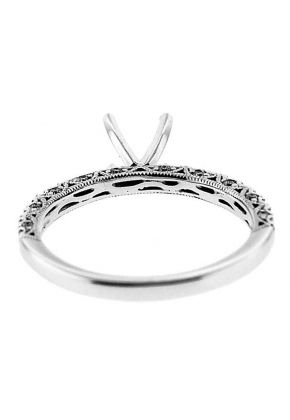 Very Thin One Row Scalloped Sides Diamond Engagement Ring Semi Mount