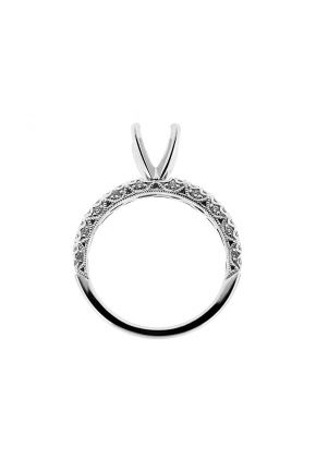 Very Thin One Row Scalloped Sides Diamond Engagement Ring Semi Mount