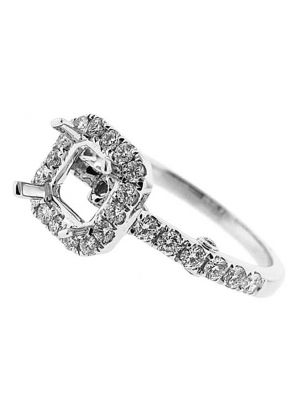 Square Halo Filigree Sides Diamond Engagement Ring Semi Mount