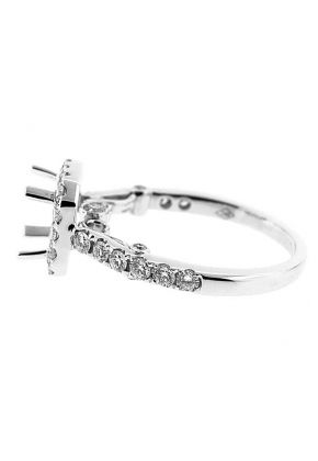 Square Halo Filigree Sides Diamond Engagement Ring Semi Mount