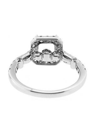 Square Halo Filigree Sides Diamond Engagement Ring Semi Mount