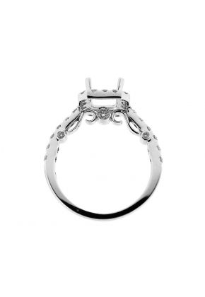 Square Halo Filigree Sides Diamond Engagement Ring Semi Mount