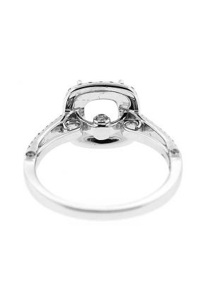 Square Double Halo Two Row Shank Diamond Engagement Ring Semi Mount