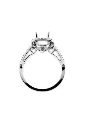 Square Double Halo Two Row Shank Diamond Engagement Ring Semi Mount