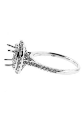 Square Double Halo Single Row Shank Diamond Engagement Ring Semi Mount